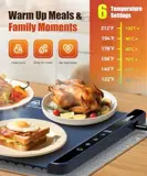 LNNIW 26x15 warming tray with 6 temperature levels from 122°F to 212°F and child lock