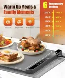 LNNIW 36x15 warming tray with 6 temperature settings from 122°F to 212°F and child lock
