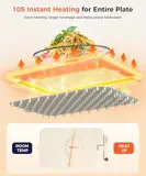 LNNIW electric food warming mat heats the entire plate quickly and evenly
